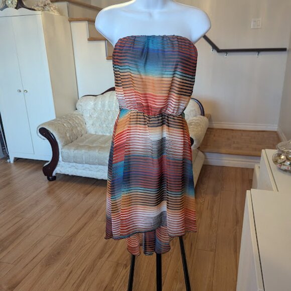 Colorful Striped Strapless Dress Size Medium - Picture 6 of 6